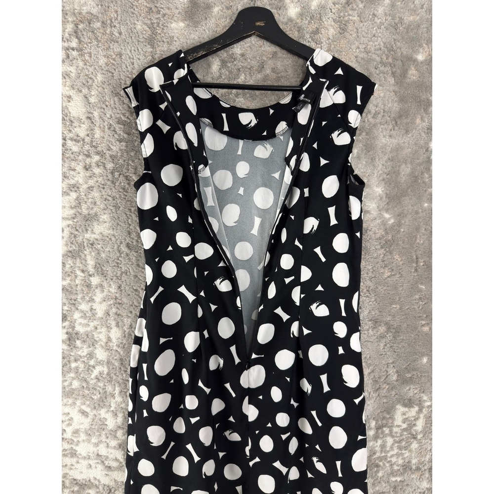 AB Studio Size 10 Polka Dot Abstract Shift Dress Black White Sleeveless Women - Picture 3 of 9